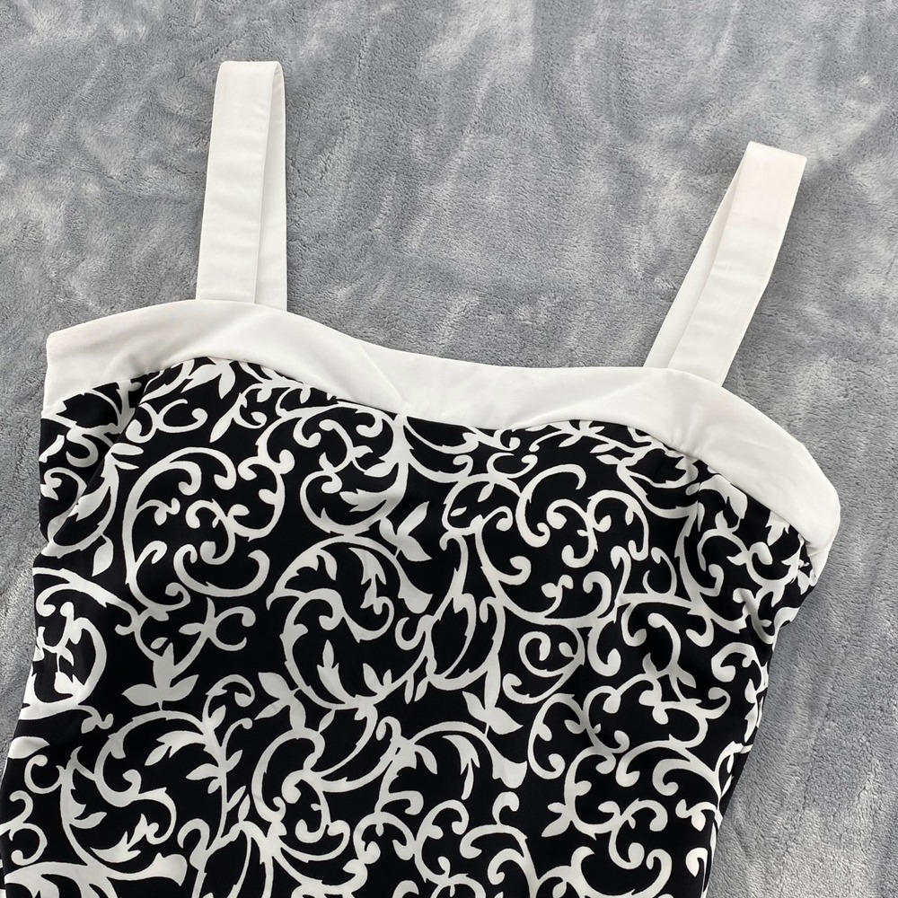 Miraclesuit Scroll Lock Square Neck Swimsuit Womens 16 Black White One Piece